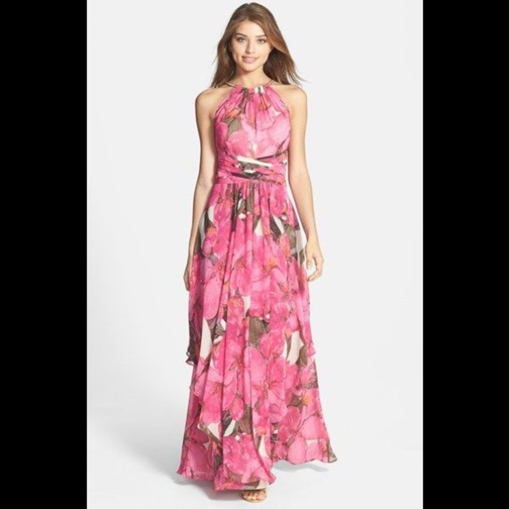Eliza J Pink Floral Maxi Dress